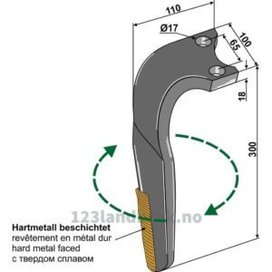 Fresetind til Horisontalfres - Hardmetall - 300x100x18mm - Høyre - Rabe