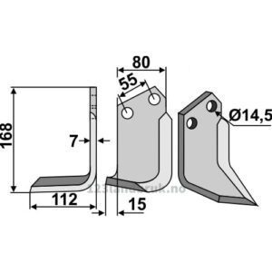 Rotorfreskniv - 168x80x7mm - Venstre - Palladino, Sandri
