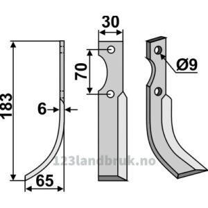 Rotorfreskniv - 183x30x6mm - Venstre - S.E.P.