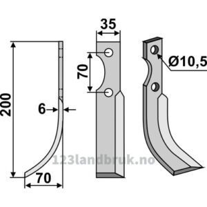 Rotorfreskniv - 200x35x6mm - Venstre - S.E.P.
