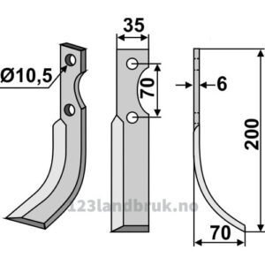 Rotorfreskniv - 200x35x6mm - Høyre - S.E.P.
