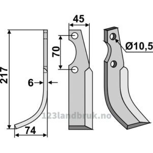 Rotorfreskniv - 217x45x6mm - Venstre - S.E.P., Valpadana