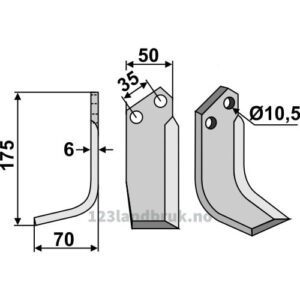 Rotorfreskniv - 175x50x6mm - Venstre - S.E.P.