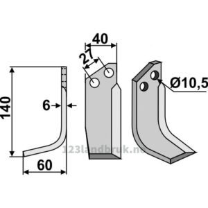 Rotorfreskniv - 140x40x6mm - Venstre - S.E.P., Valpadana