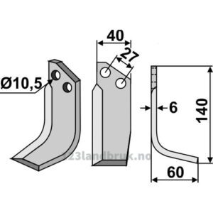 Rotorfreskniv - 140x40x6mm - Høyre - S.E.P., Valpadana