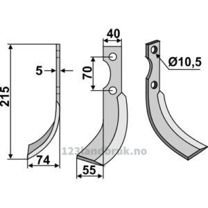 Rotorfreskniv - 215x40x5mm - Venstre - Benassi, S.E.P.
