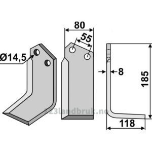 Rotorfreskniv - 185x80x8mm - Høyre - Sicma (Miglianico)