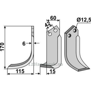 Rotorfreskniv - 170x60x6mm - Venstre - Sicma (Miglianico)
