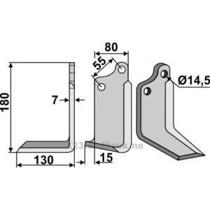 Rotorfreskniv - 180x80x7mm - Venstre - Sicma (Miglianico)