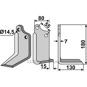 Rotorfreskniv - 180x80x7mm - Høyre - Sicma (Miglianico)