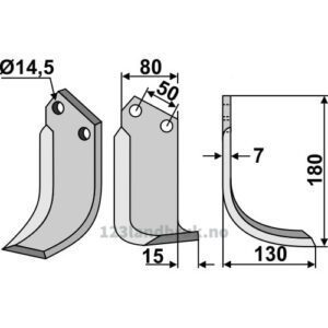 Rotorfreskniv - 180x80x7mm - Høyre - Sicma (Miglianico)