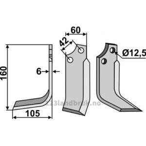 Rotorfreskniv - 160x60x6mm - Venstre - Sicma (Miglianico)