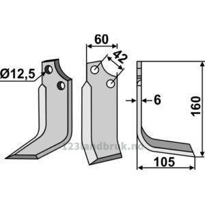Rotorfreskniv - 160x60x6mm - Høyre - Sicma (Miglianico)