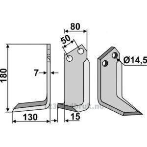 Rotorfreskniv - 180x80x7mm - Venstre - Sicma (Miglianico)