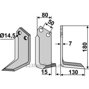Rotorfreskniv - 180x80x7mm - Høyre - Sicma (Miglianico)