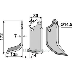 Rotorfreskniv - 172x80x7mm - Venstre - Sicma (Miglianico)