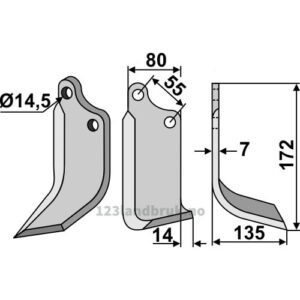 Rotorfreskniv - 172x80x7mm - Høyre - Sicma (Miglianico)