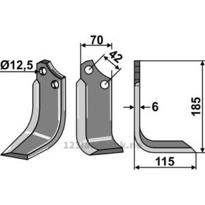 Rotorfreskniv - 185x70x6mm - Høyre - Sicma (Miglianico)