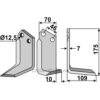 Rotorfreskniv - 175x70x7mm - Høyre - Forigo-Roteritalia, Sovema