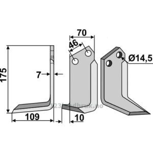Rotorfreskniv - 175x70x7mm - Venstre - Muratori, Sovema