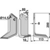 Rotorfreskniv - 200x80x8mm - Høyre - Sovema