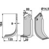 Rotorfreskniv - 184x80x8mm - Venstre - Sicma (Miglianico), Tortella