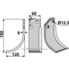 Rotorfreskniv - 160x60x6mm - Venstre - Tortella