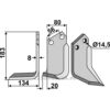 Rotorfreskniv - 183x80x8mm - Venstre - Tortella
