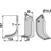 Rotorfreskniv - 167x80x7mm - Venstre - Tortella