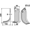 Rotorfreskniv - 220x80x8mm - Venstre - Tortella