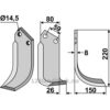 Rotorfreskniv - 220x80x8mm - Høyre - Tortella