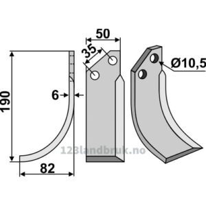 Rotorfreskniv - 190x50x6mm - Venstre - Valpadana