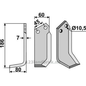 Rotorfreskniv - 186x60x7mm - Venstre - Valpadana