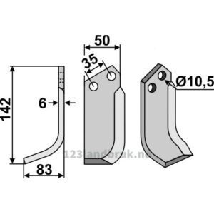 Rotorfreskniv - 142x50x6mm - Venstre - Valpadana