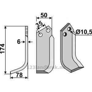Rotorfreskniv - 174x50x6mm - Venstre - Nibbi Decimo, Sovema, Valpadana