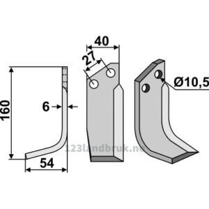 Rotorfreskniv - 160x40x6mm - Venstre - Valpadana