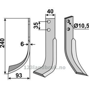 Rotorfreskniv - 240x40x6mm - Venstre - Valpadana