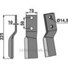 Rotorfreskniv - 225x70x10mm - Venstre - Vigolo