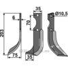 Rotorfreskniv - 203x35x6mm - Venstre - Yanmar