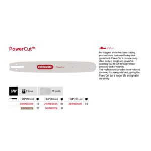 Oregon Sverd 3/8" - 1.3 mm - 70DL - 20" - D176 - PowerCut™ - 200RNDD176