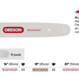 Oregon Sverd 3/8" - 1.6 mm - 66DL - 18" - D025 - AdvanceCut™ - 183SFHD025