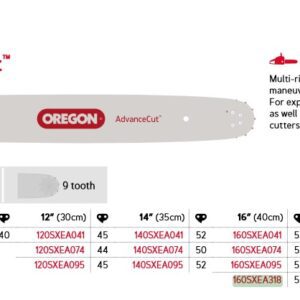 Oregon Sverd 3/8" Low Profile™ - 1.3 mm - 54DL - 16" - A318 - AdvanceCut™ - 160SXEA318