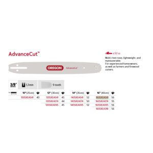 Oregon Sverd 3/8" Low Profile™ - 1.3 mm - 56DL - 16" - A041 - AdvanceCut™ - 160SXEA041