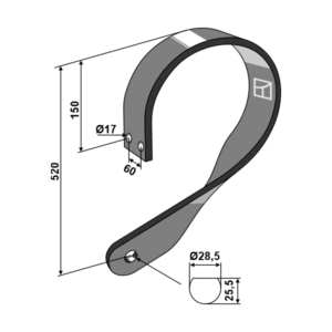 Fjærarm til Skål - Høyre - 90x13 mm - Köckerling