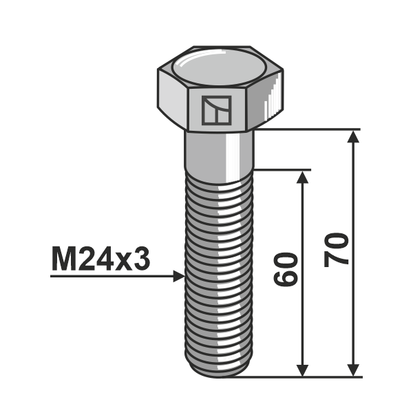 Sekskantskrue - 8.8 - M24x3x70 mm