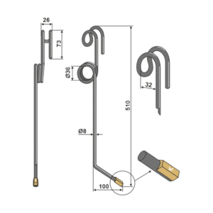 Etterharvetind -Hardmetall - 510x8 mm - Einböck
