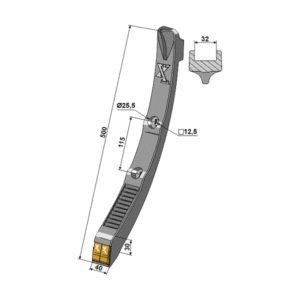 Kultivatorspiss - Hardmetall - 500x40 mm - Köckerling, Maschio / Gaspardo