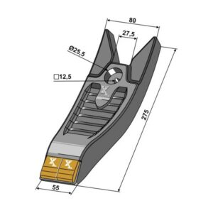 Spiss - Hardmetall - 275x55 mm - Howard, Kongskilde