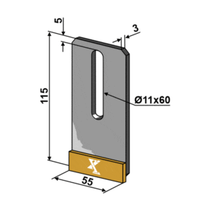 Avskraper - Hardmetall - 115x55x3 mm - Amazone / BBG