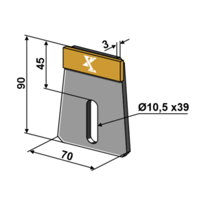 Avskraper - Hardmetall - 90x70x3 mm - Amazone / BBG